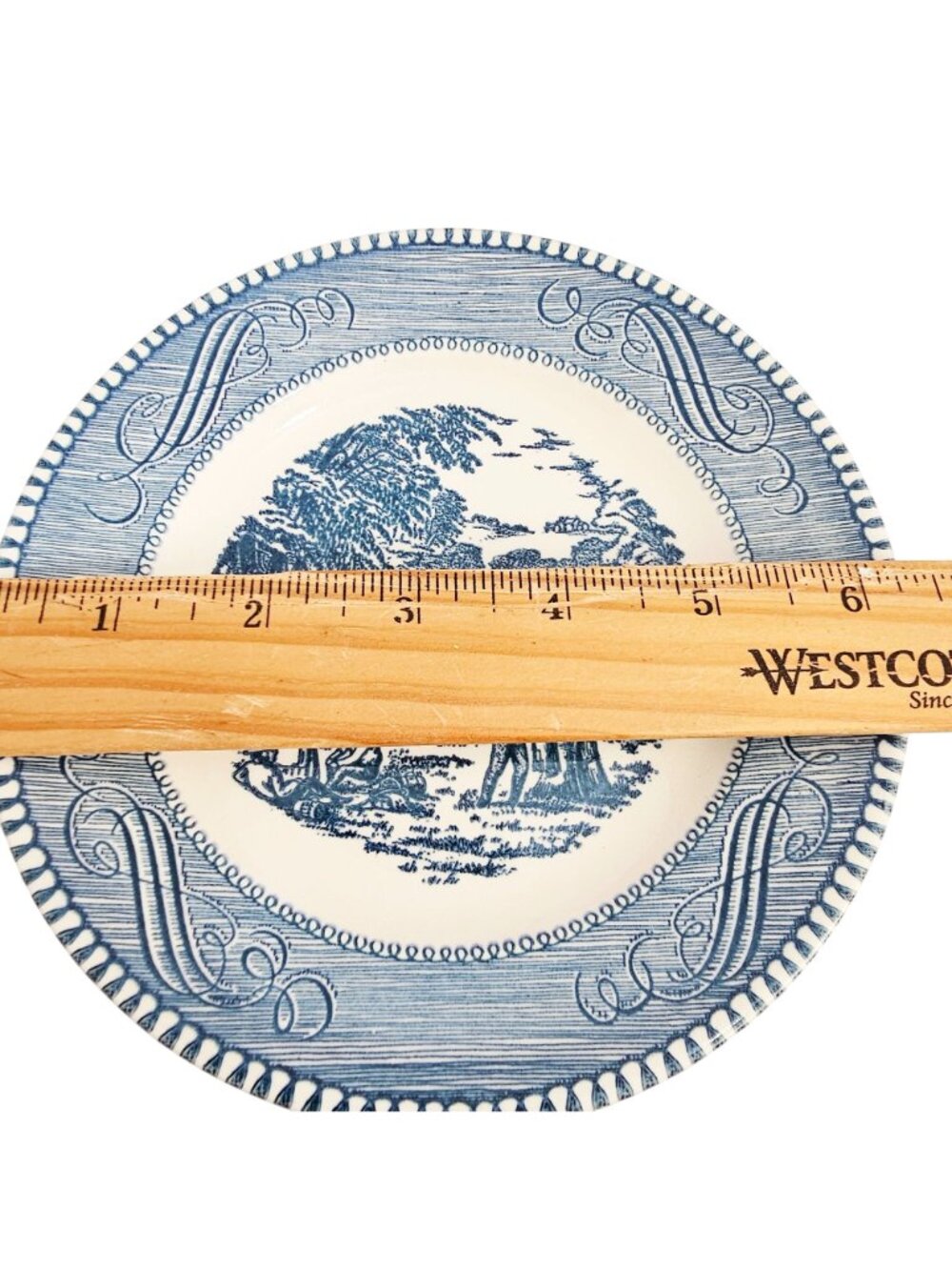 6 Currier Ives Blue Harvest Dessert Plate 5.75" Royal USA transferware ironstone - Picture 5 of 8